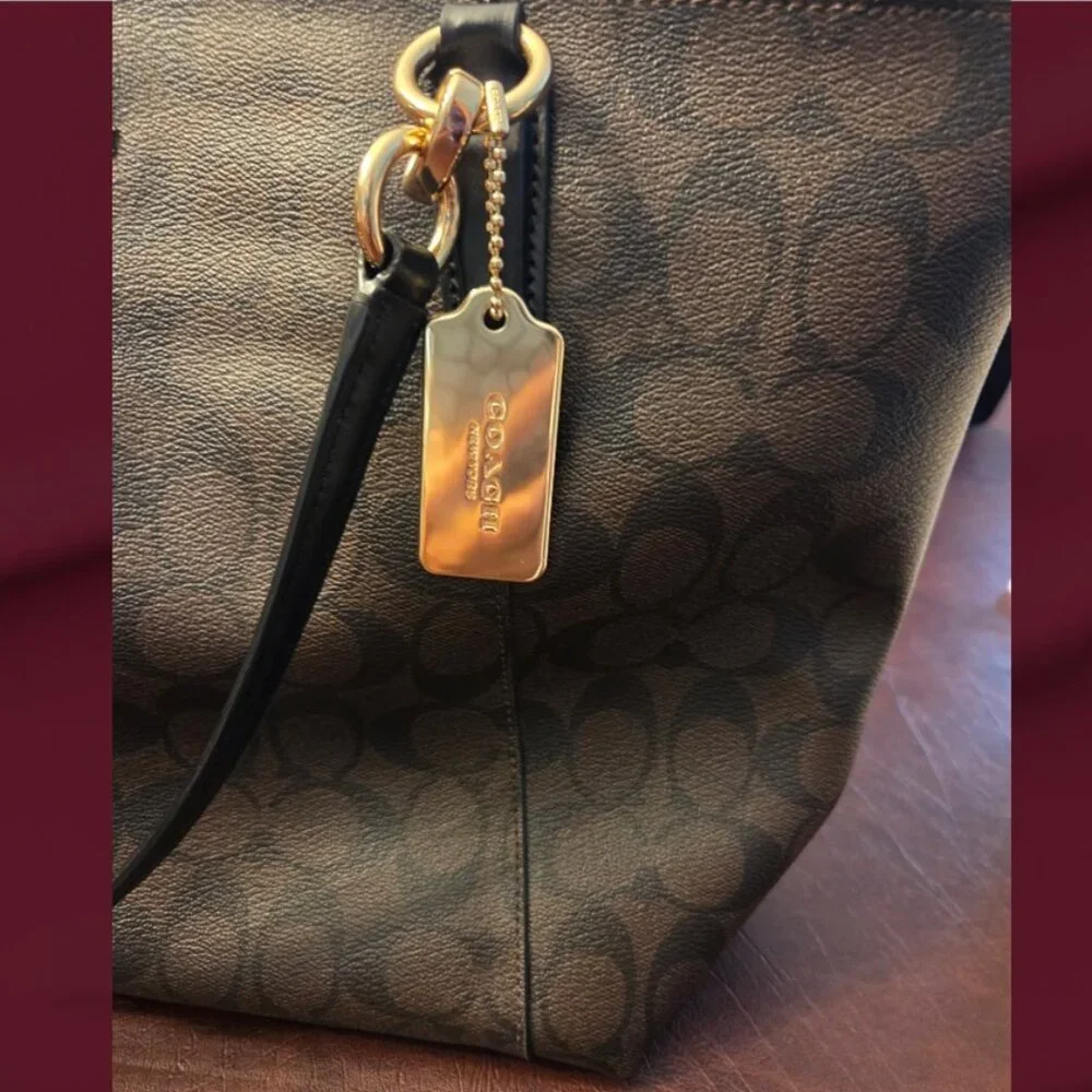Coach Ava Signature Leather Zip Top Tote Bag - Picture 7 of 11